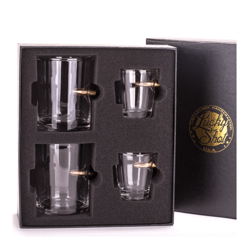 A set of glasses and glasses with the original .308 caliber projectile - 1 A set of glasses and glasses with the original .308 caliber projectile - 1
